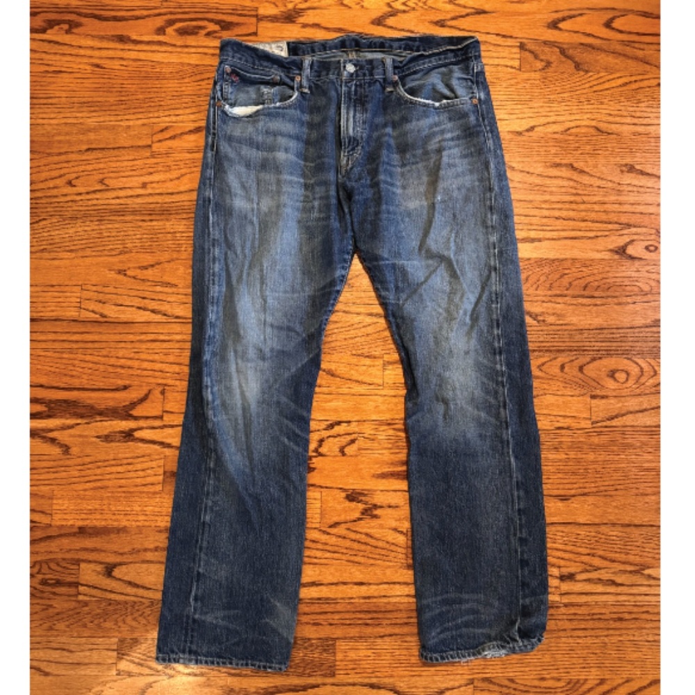 Polo Ralph Lauren Jeans Men's 35x32 Blue Denim Hampton Straight Vintage Wash